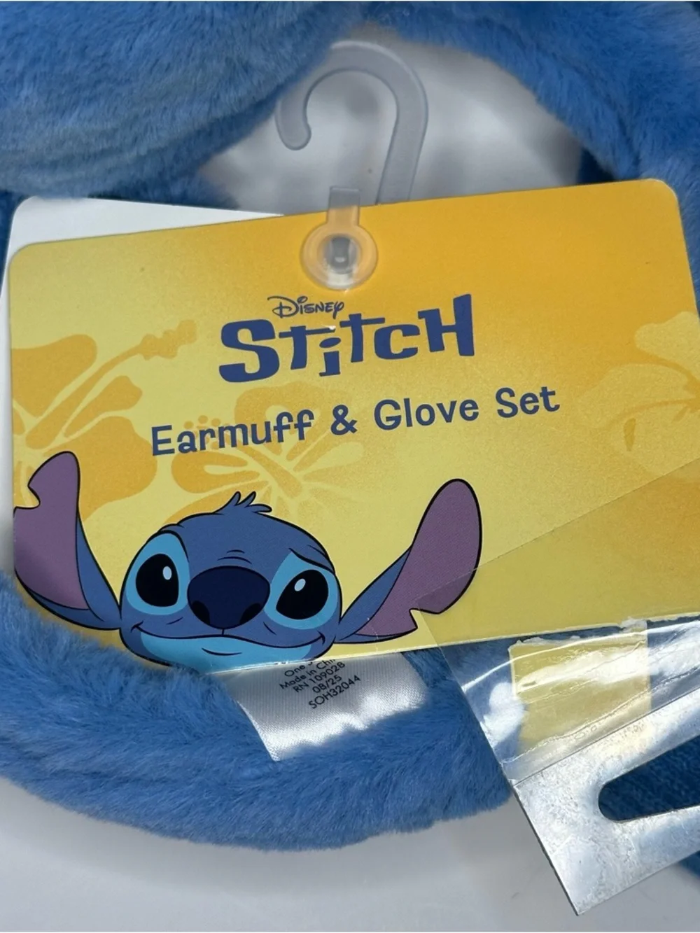 Disney Lilo & Stitch Stitch Face 3D Ear Muffs & Blue Gloves 2pc NEW (Damaged)
